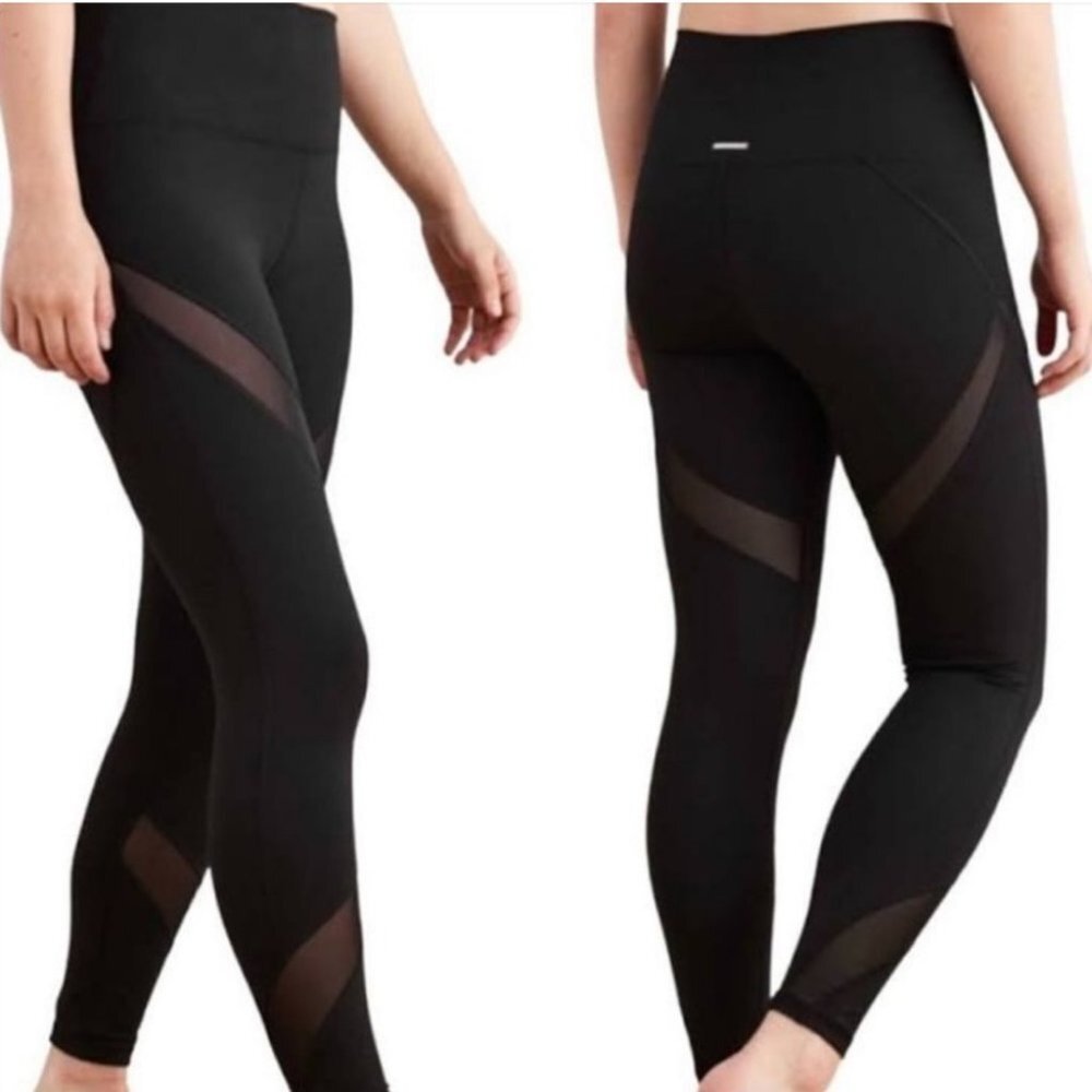 Aerie Mesh Cut Out Black Chill Play Move Leggings High Rise Size Small‎ Short